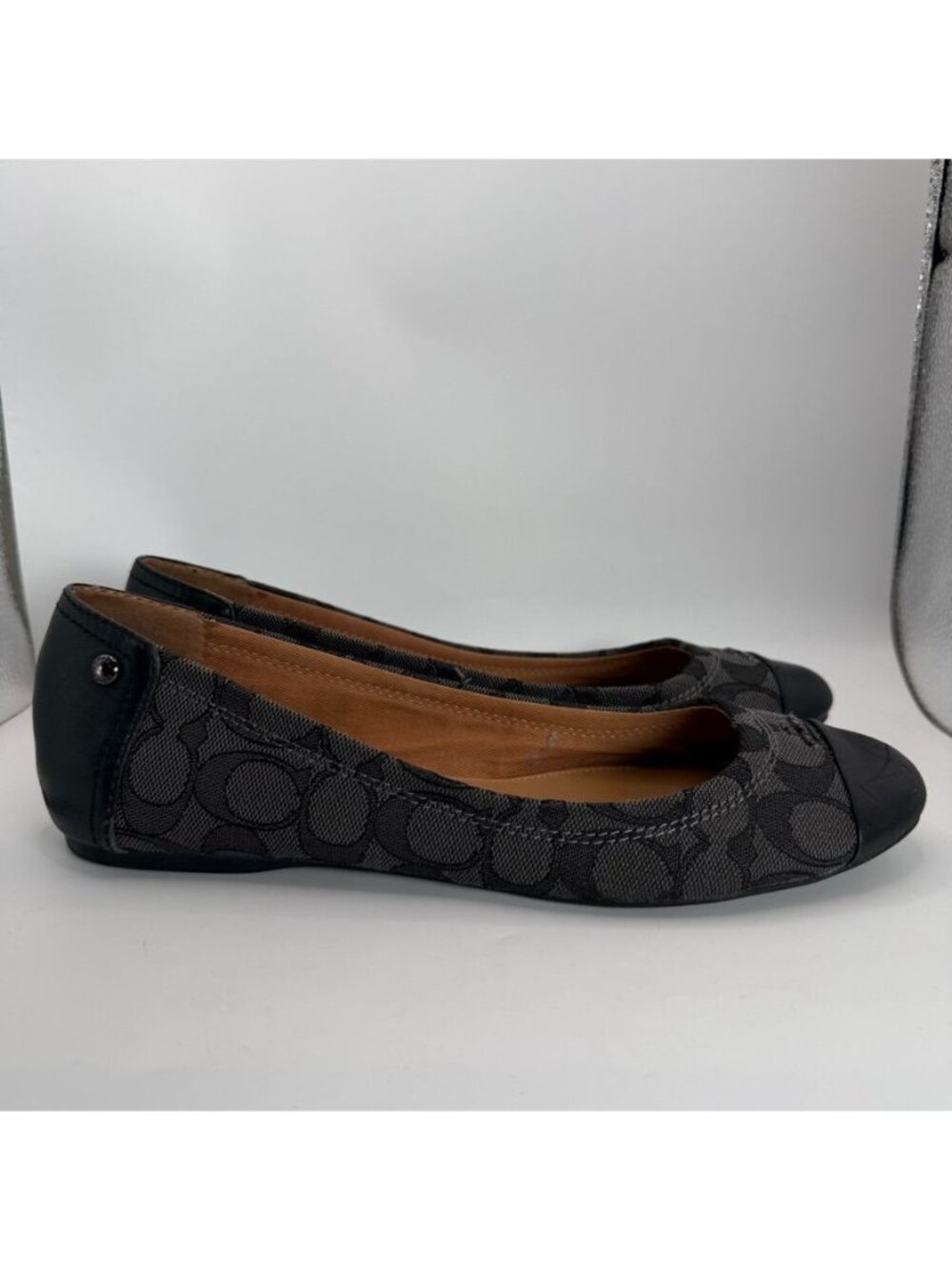 Coach Chelsea Jacquard Flats Leather Trim Womens Size 8 B